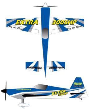 3D Hobby Shop Extra 300shp blue Graphic Package